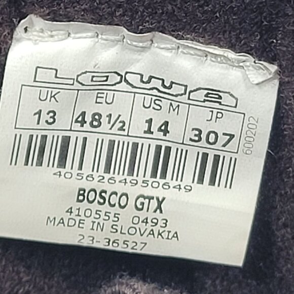 Lowa Bosco GTX Men's Dark Gray Brown Zip Up Ankle Winter Boots US Size 14 - Picture 9 of 9